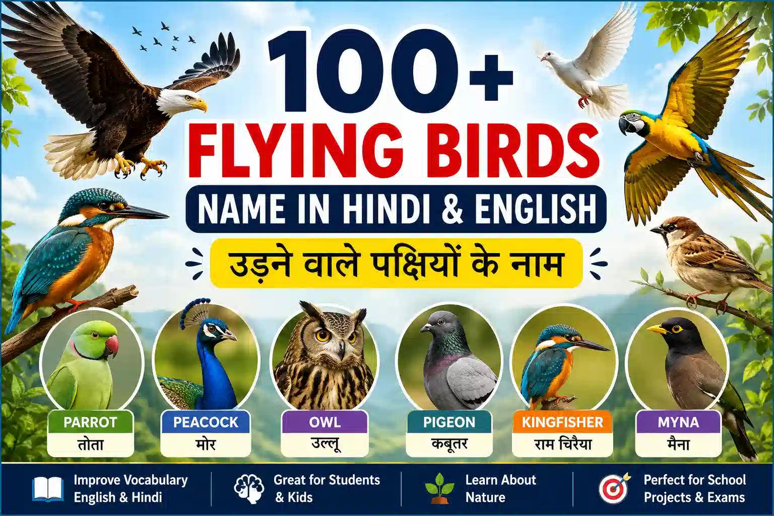 100+ Flying Birds Name in Hindi and English