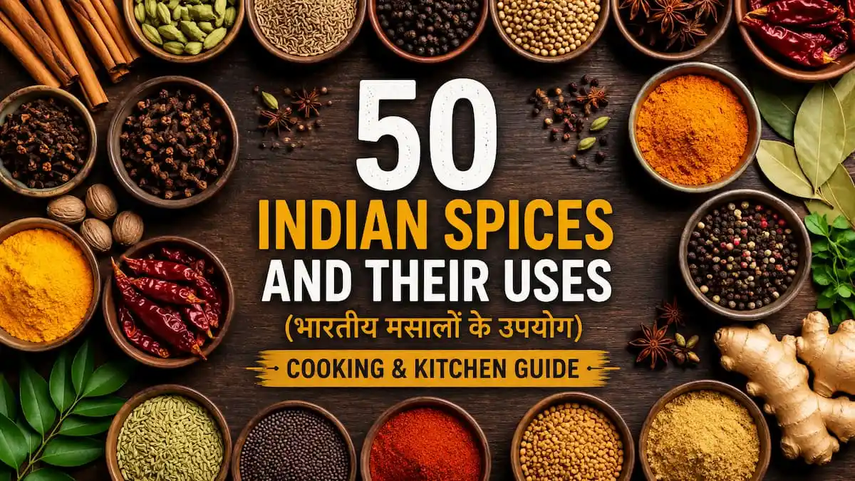 50 Complete Indian Spices and Their Uses (भारतीय मसालों के उपयोग) – Cooking & Kitchen Guide
