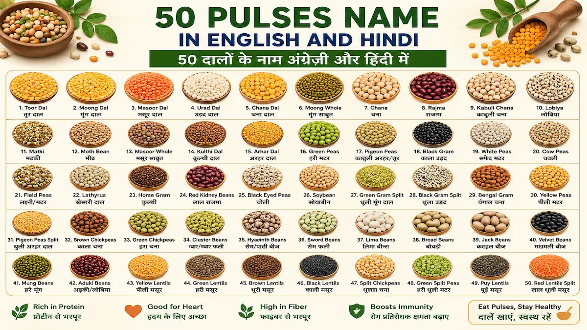 50 Cereals Name in English and Hindi with Pictures (рдЕрдирд╛рдЬ рдХреЗ рдирд╛рдо) picture chart