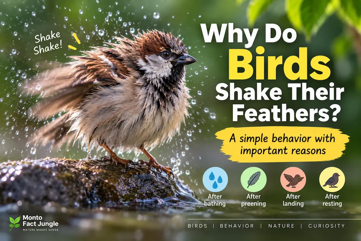 Bird shaking its feathers after bathing