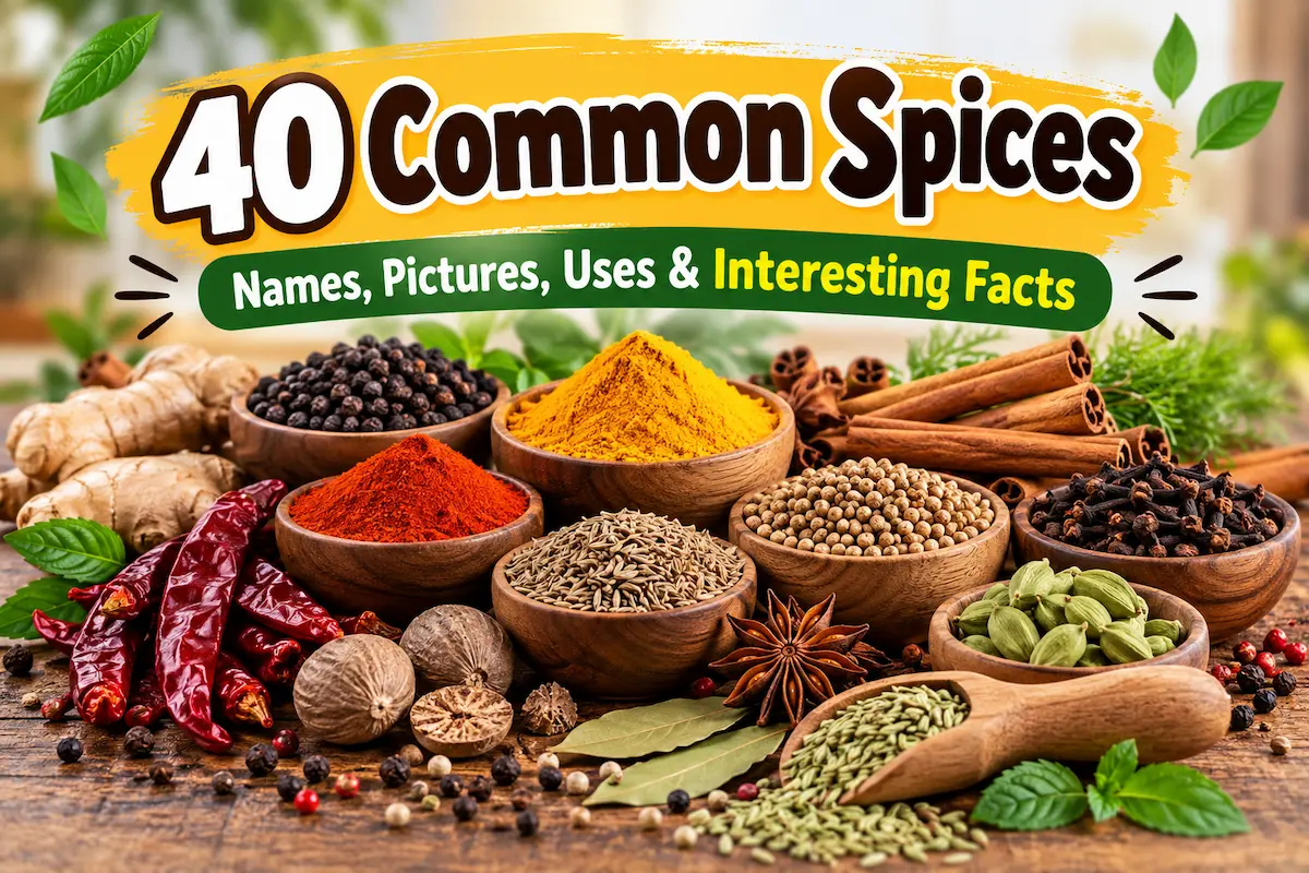 40 common spices with names, pictures, uses, and interesting facts