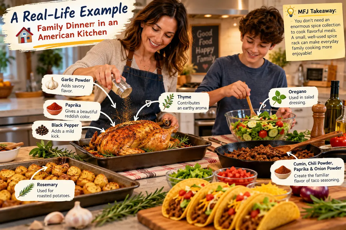 Image showing a family preparing a dinner using common American spices